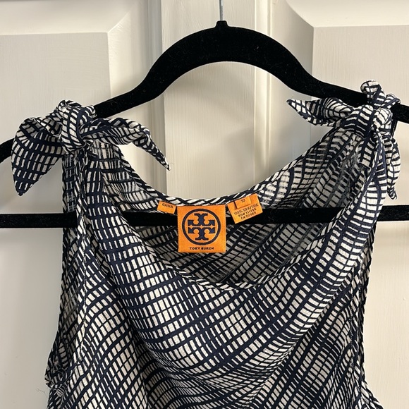 Tory Burch silk blue and white blouse tank - Picture 3 of 4